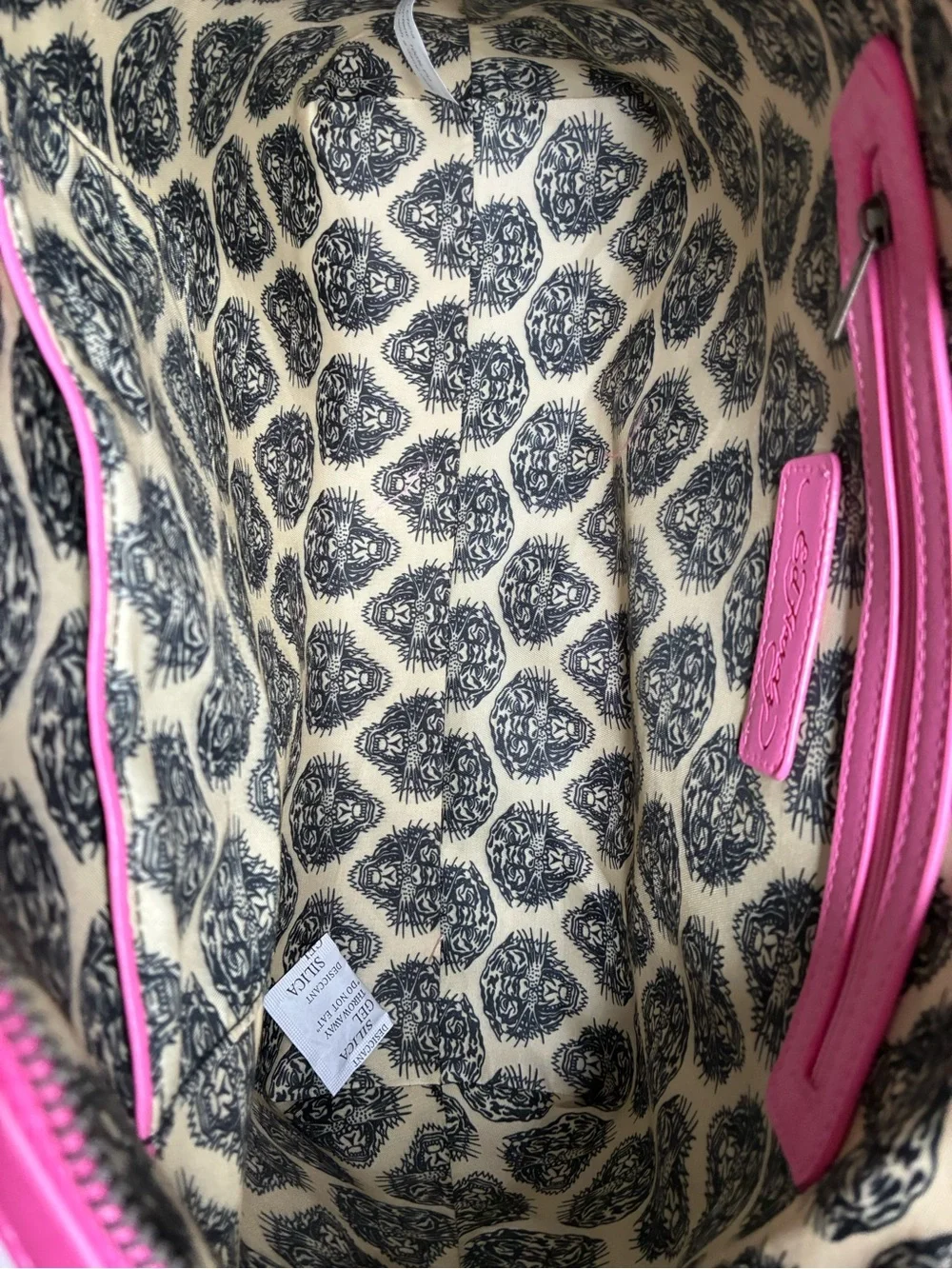 Ed Hardy Large Satchel Crossbody Bag Skulls Monogram Logo Bling Rhinestone Tiger